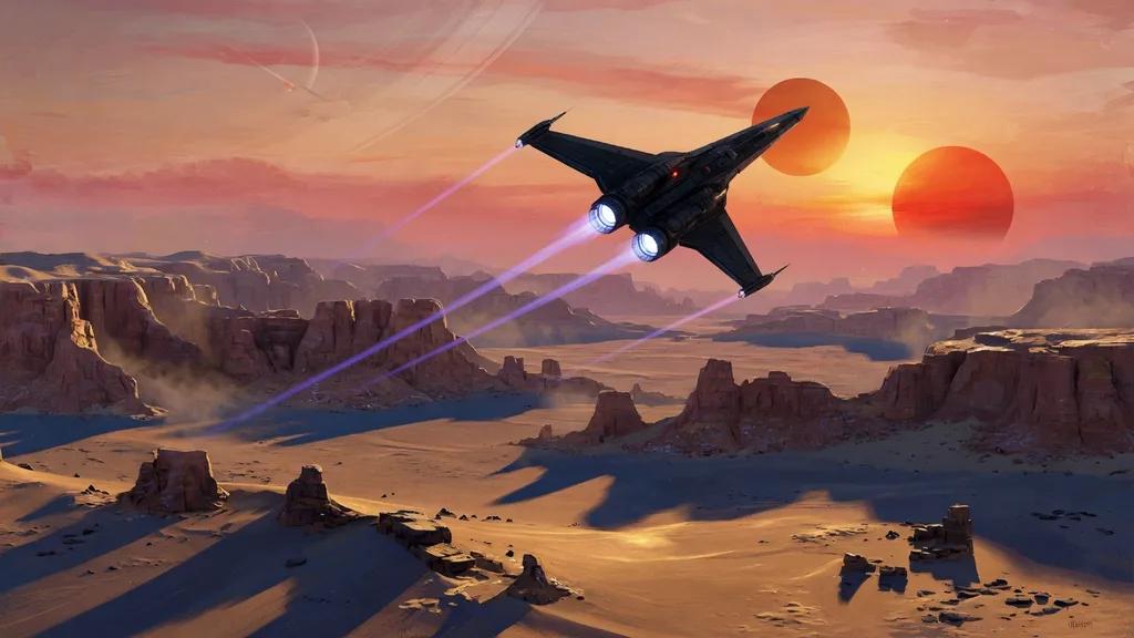 A starship over a desert world — scenes from across the galaxy