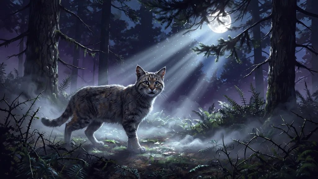 A moonlit forest clearing in the clan territories